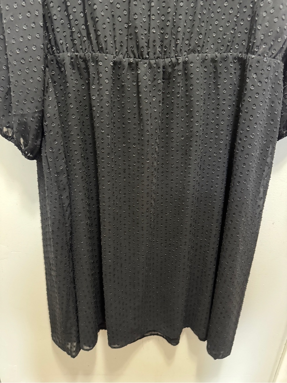 Addition Elle Black Polka Dot Faux Wrap Dress Sheer Sleeves Size 24 - Picture 8 of 10